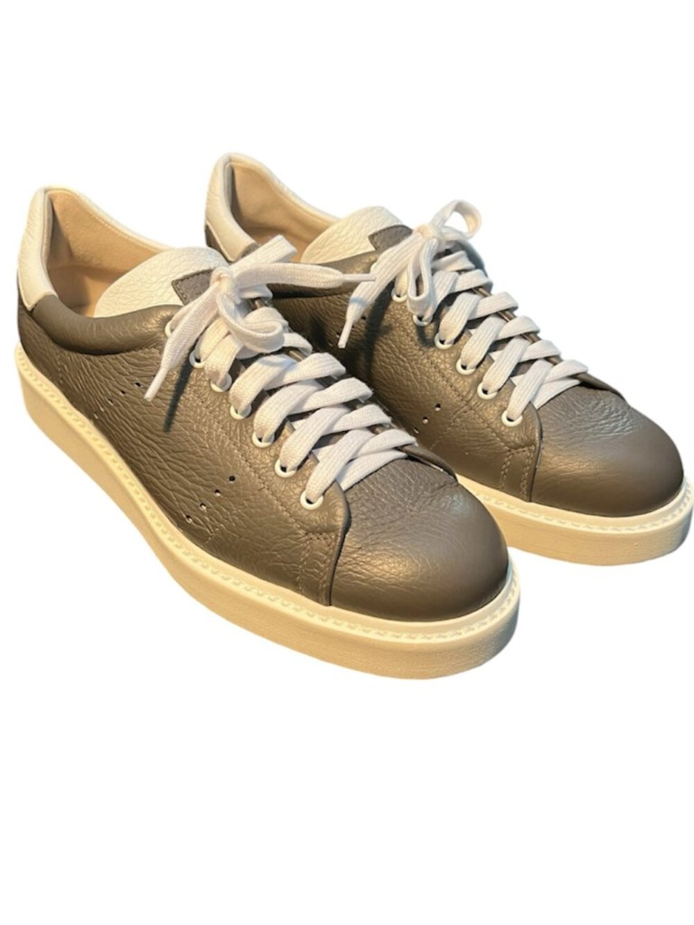 GRAVATI Deerskin Leather Sneakers EU 36.5 / US 6.5 Olive Low Top Italian Luxury